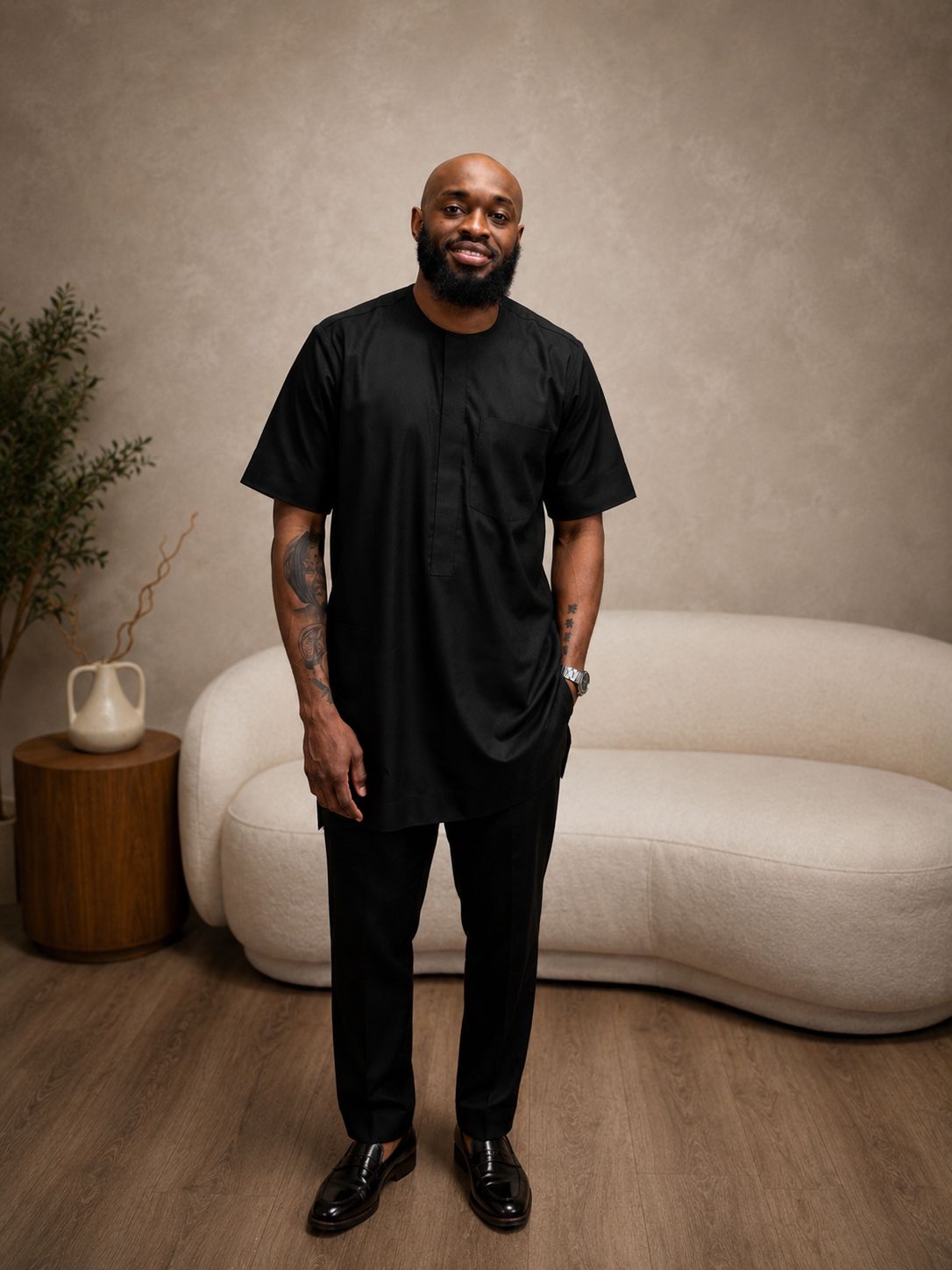 SELAH HERITAGE KAFTAN SET- BLACK
